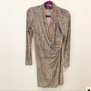 Norma Kamali Animal Print Faux Wrap Dress